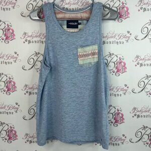 Kolby tank top Aztec pocket orange Blue Sleeveless Top with Patterned Pocket